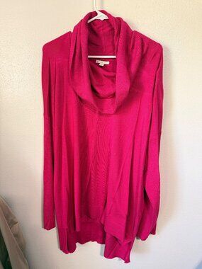 Cato Est. 1946 Hot Pink Cowl Neck High-low Knit Sweater Womans 24W